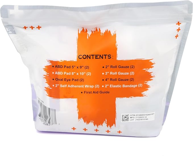 Lightning X Products New Improved Bandages - EMS/EMT Medical Gauze Bandage Refill Kit for First Responder First Aid Kit