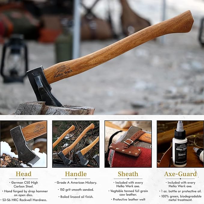 1844 Helko Werk Germany Axe Collection - 3 Traditional Splitting Axes Set - Saxon, Spaltaxt, Mini Spalter