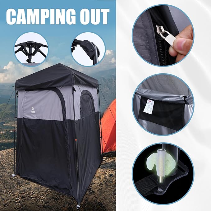 Nice C Camping Shower Tent, Instant Pop Up Privacy Changing Tent, Outdoor Shower Enclosure, Toilet Tents, Camping Bathroom, Oversize (Square ??1 Room)