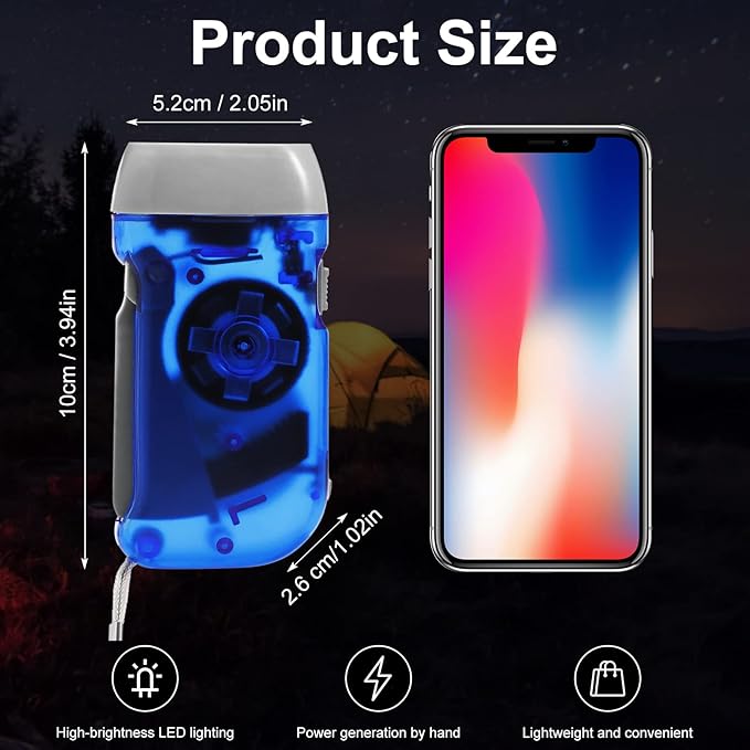 Treela 36 Pcs Hand Crank Flashlights Operation Christmas Bulk Items Squeeze Flashlight No Battery Required Torchlight 3 Powered Charging for Emergency(Yellow, Gray, Blue, Red)