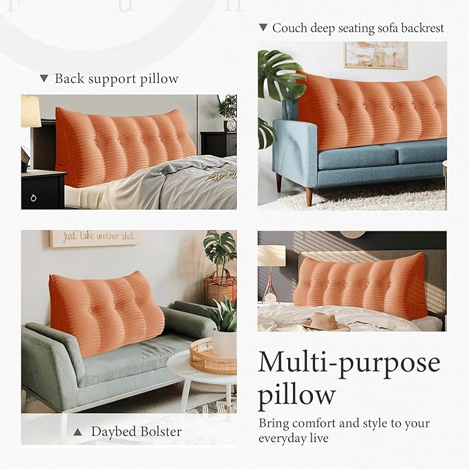 10 lbs Thickened Headboard Pillow Wedge Pillow Headboard Reading Pillow Bed for Comfortable Backrest Reading Triangular Pillow with Side Pocket Backrest Pillows for Sitting in Bed Full