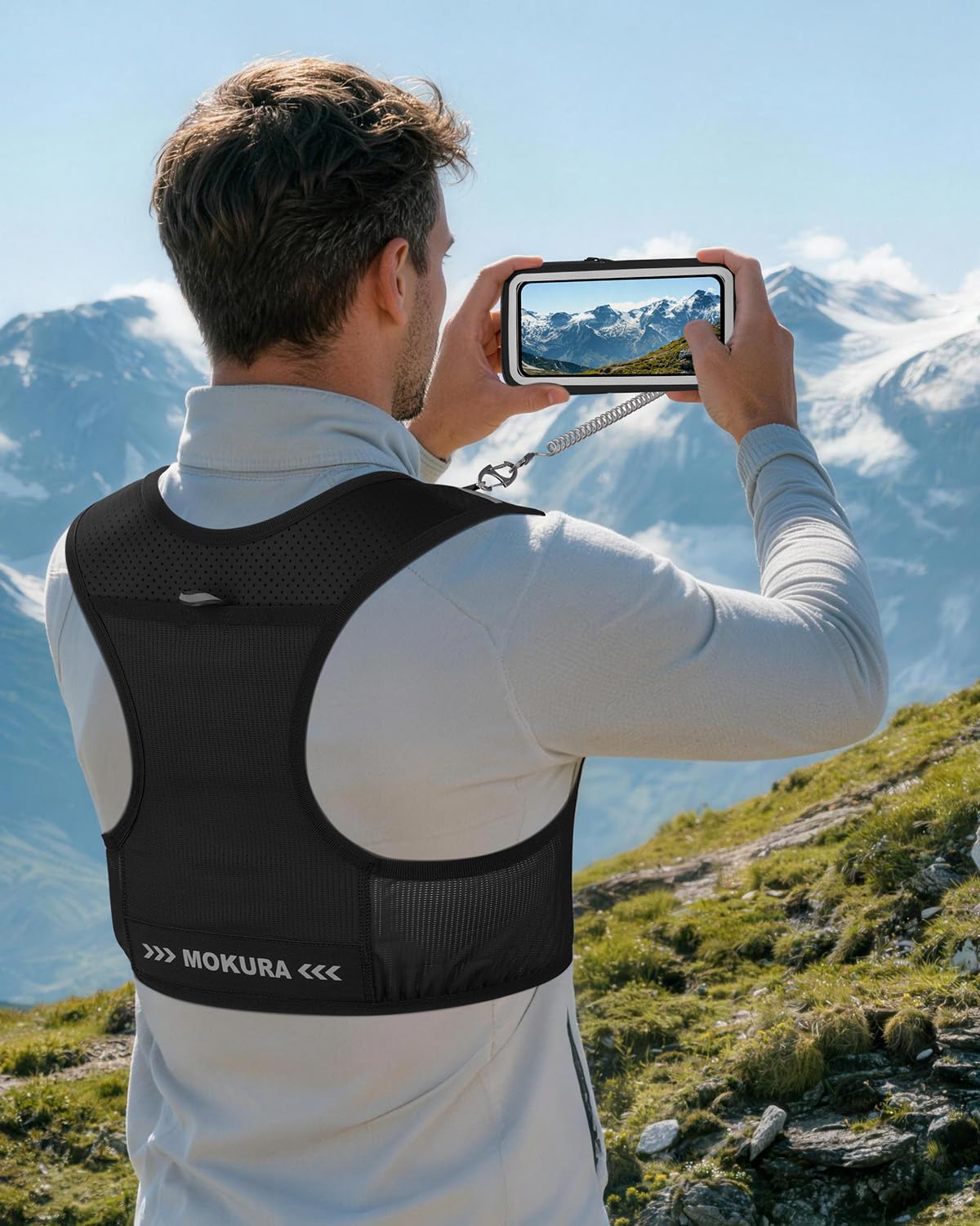 MOKURA Running Vest for Women Men with 500ML Soft Flask & Phone Holder