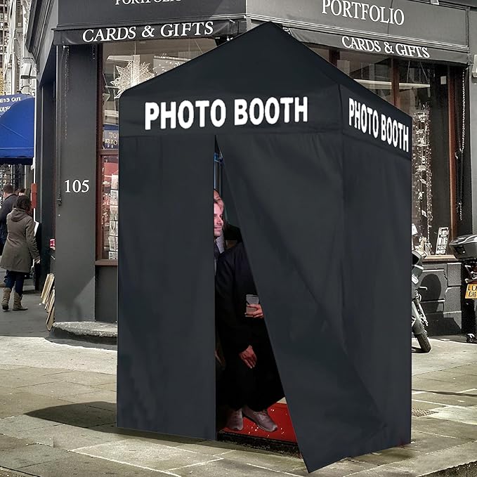 Eurmax USA 5'x5' Pop-up Canopy Portable Photo Booth Tent for Events Wedding Photobooth for Professional Photos Photo Studio Photo Booth System with Roller Bag,Bonus 4 SandBags (Black)
