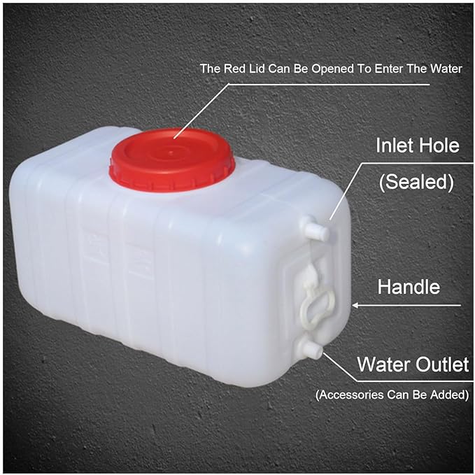 Water Tank Drop-Resistant Plastic,Portable Horizontal Plastic Water Storage Container with Faucet for Household Water Camping Outdoor Self-Driving(Size:13.2 Gal)