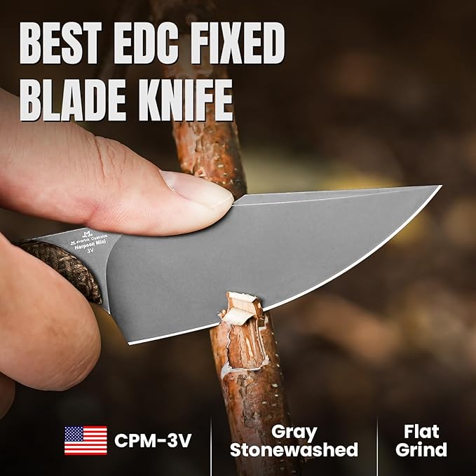 Kizer Mini Harpoon Fixed Blade Knife with Sheath, 3V Blade Hunting Knife with Micarta Handle, Camping Fixed Blade Small EDC Knives for Hiking, Survival 1040SM1