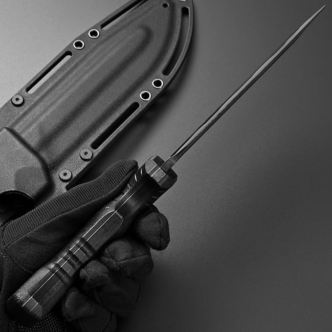 GTK8 Fixed Blade Knife DC53 Steel Blade Full Tang Nylon Fiberglass Handle EDC Fixed Knifes for Outdoor Working Camping Bushcraft(black)