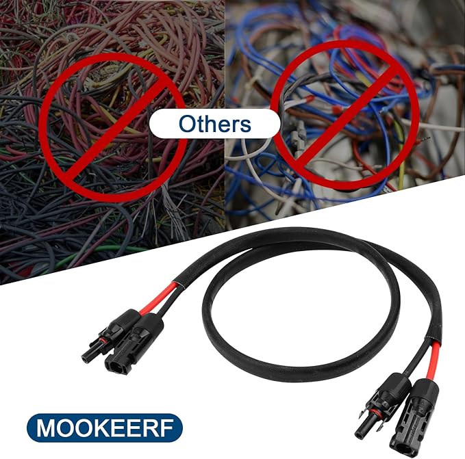 Solar Panel Extension Cable - 10AWG 10FT Solar Wire with Female & Male Waterproof Connector Flame Retardant Protective Sleeving PV Wire for RV, Photovoltaic Systems, Home, Boat, Solar Panels, Car
