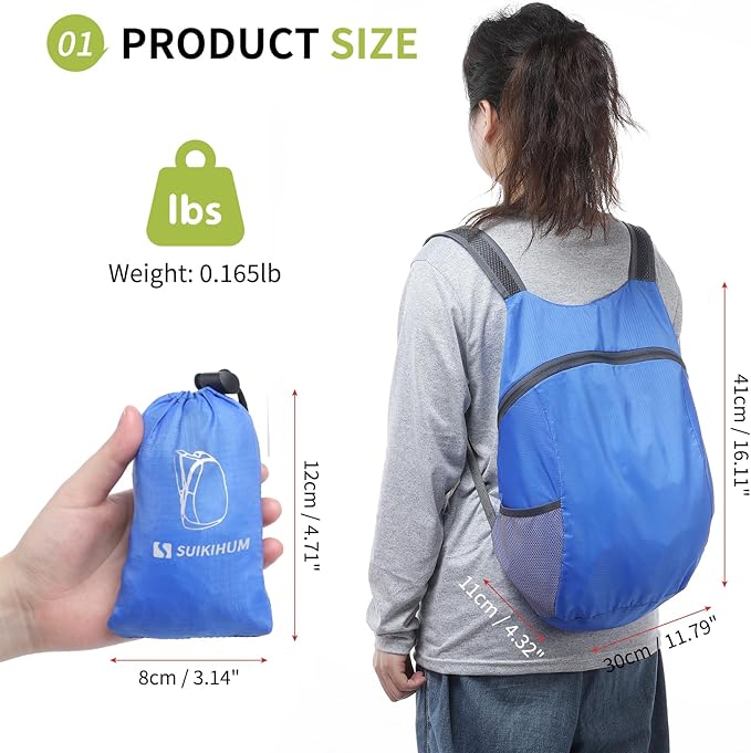 20L Ultra Hiking-Daypack Lightweight Foldable Travel Packable Backpack for Camping Cycling Outdoor,Sapphire