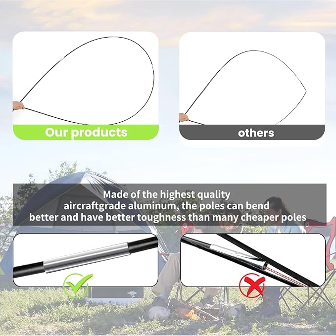 Upgrade 3 PCS Tent Poles Replacement for Coleman 4 Person DarkRoom Camping Tent