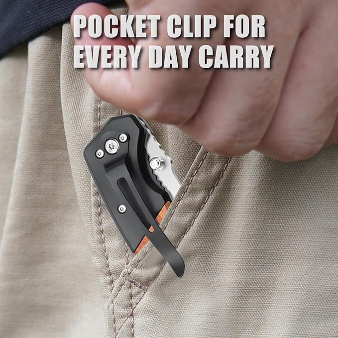 Harita Pocket Knife for Men, Folding Utility with Pocket Clip, Wood Handle EDC for Women with 3.4″ Sliver Steel Blade, Camping Knife, Hunting, Hiking - Father's Day Gift (Sliver, 3.4 inch Classic Blade)