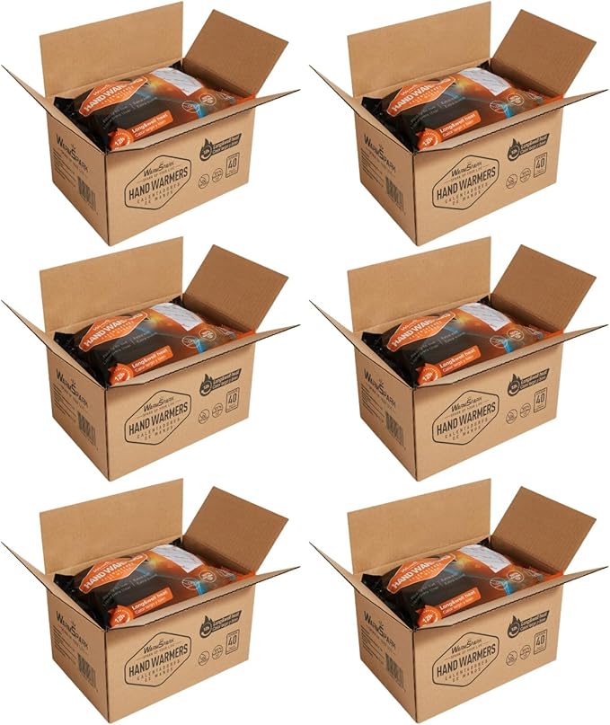 Hand Warmers Bulk - 240 Paris - Long-Lasting Up to 12 Hours for Warm Body, Safe Portable Hand Warmers for Hand & Foot, Heater for Camping, Fishing (6 Boxs)