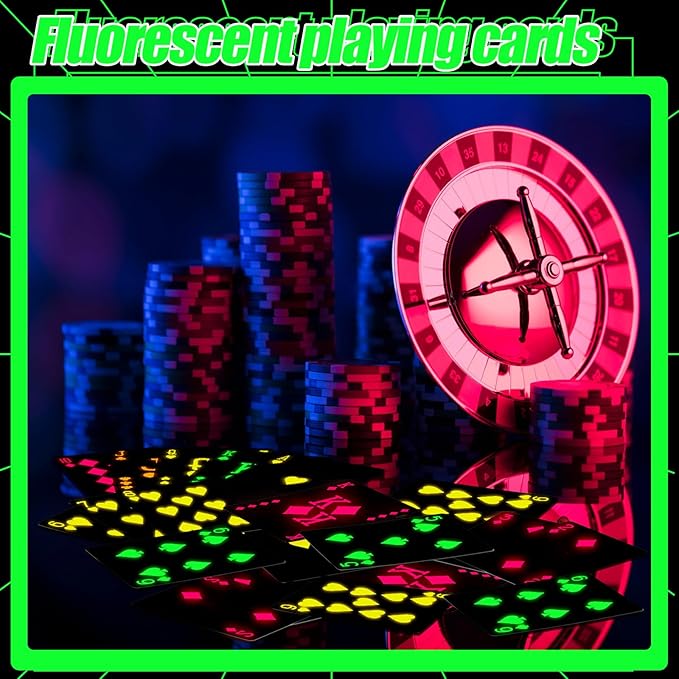 1 Pack Halloween UV Glow in The Dark Playing Cards Black Light Playing Cards Neon Fluorescent Deck Black Light Games for Casino Night Collectors Party Gift Accessories Birthday Supplies