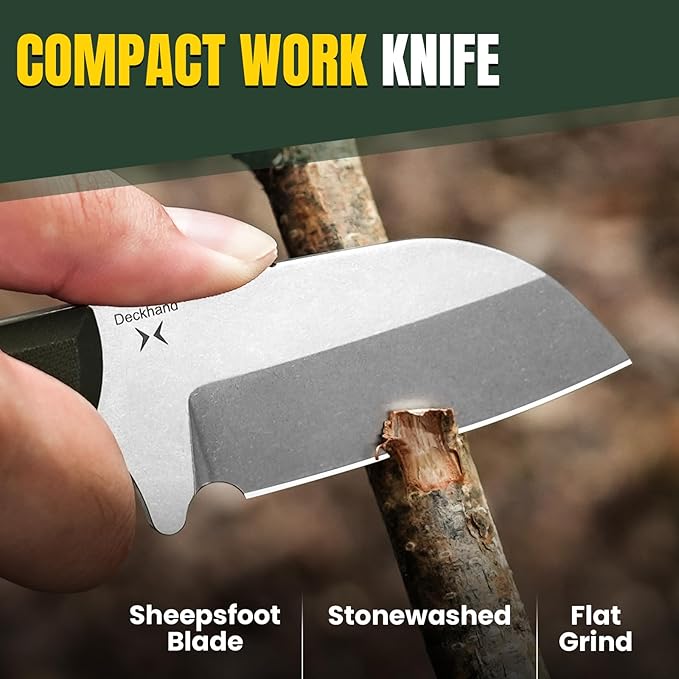 Kizer Deckhand Fixed Blade Knife with Sheath, D2 Blade Camping Knife G10 Handle, Fixed Blade EDC Knives for Men Women, Outdoor Hunting Hiking Survival Knives 1062M2
