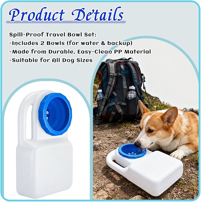 2 Pcs 3 Quart Dog Travel Water Bowl for Dogs Portable No Spill Water Bowl for Dogs and Cats,Camping Hiking Pet Travel Dog Bowls