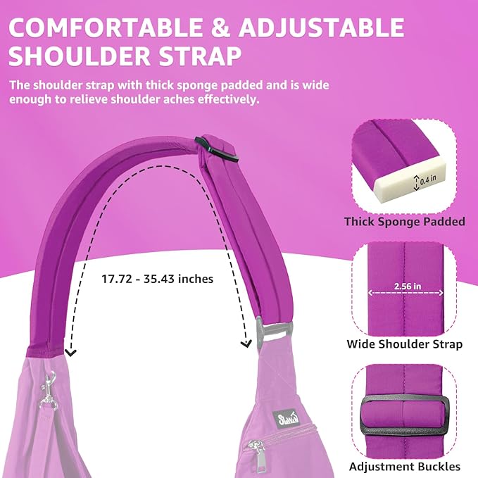 SlowTon Dog Carrier Sling - Thick Padded Shoulder Strap Adjustable Dog Carriers for Small Dogs, Puppy Carrier Purse for Pet Cat with Front Zipper Pocket Safety Belt Machine Washable (Purple S)