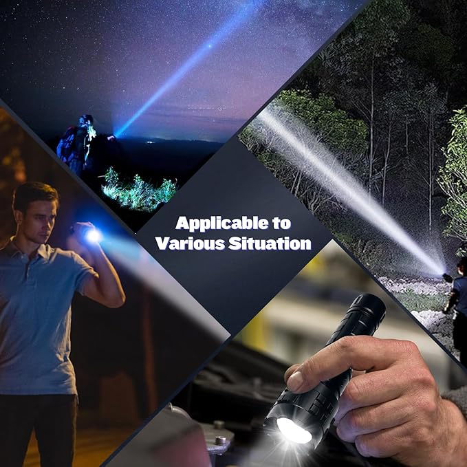 Flashlights High Lumens Rechargeable, 1000000 Lumens Hight Lumens Super Bright Handheld LED Flash Light,Powerful Emergency Linternas, Waterproof, Long Lasting, for Hiking Camping Gift