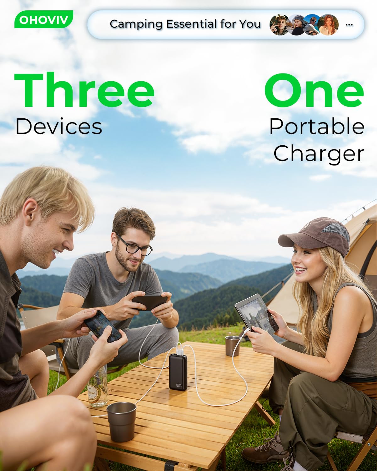 OHOVIV Portable Charger Power Bank 50000mAh,PD 22.5W Battery Pack