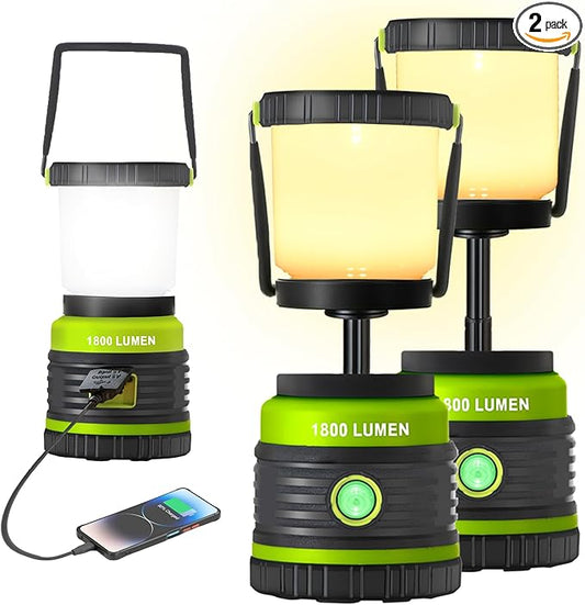 LED Camping Lantern Rechargeable Telescopic Camping Light,1800LM, 4400mAh IPX5 Waterproof Dimmable Tent Light, 4 Light Modes, Portable Flashlight for Power Outages, Emergency, Hurricane, Hiking