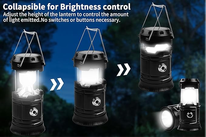 KunHe 5-Pack 1800mAh Collapsible Portable LED Camping Lantern Lightweight Waterproof USB Rechargeable LED Flashlight Kits for Indoor Outdoor Home Emergency Light Power Hiking