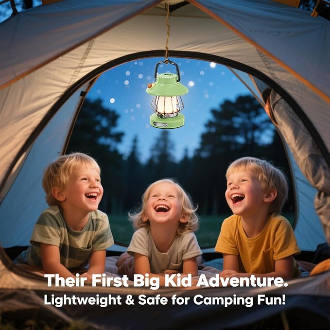 V.C Formark Snail Kids Camping Lantern Rechargeable - 3 Color Dimmable LED Light with USB-C Charging, Perfect Night Light for Bedroom, Outdoor Adventures & Emergency Use (Green)