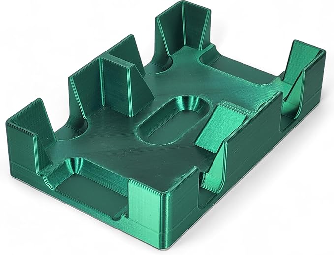 Deluxe Playing Card Tray or Caddy for Card Games Like Canasta, Rummy, UNO and More - Cardian Brand cardholder/Caddy with Felted Bottom - Non-Swivel - Made in USA (Emerald Green Silk)