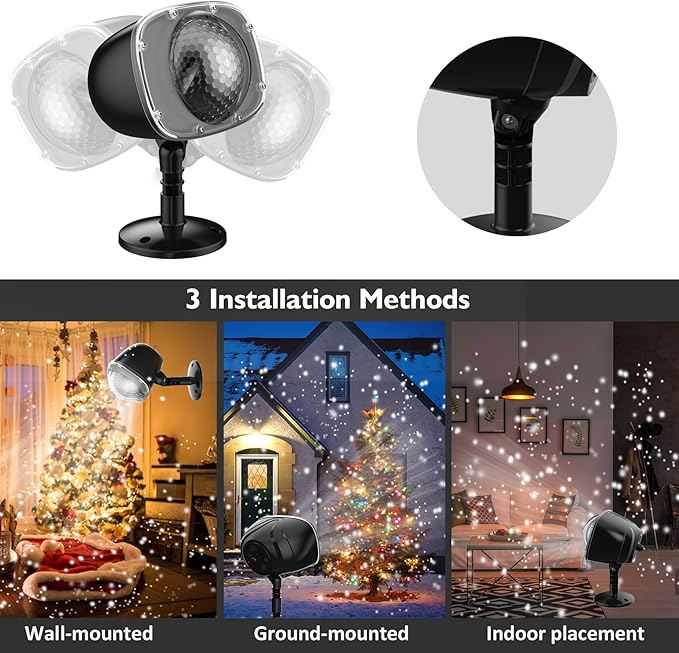 Christmas Snowfall Projector Lights, Holiday Projector Lights Waterproof Snow Flurries Landscape Spotlight with Remote for Xmas Party Wedding Home Decor