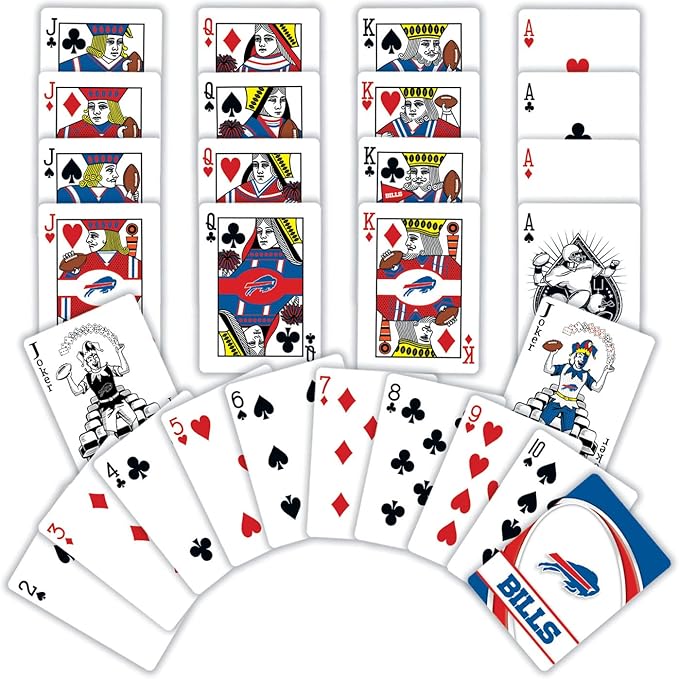 MasterPieces - NFL Playing Cards, Officially Licensed Buffalo Bills Football Deck, Family Games for Adults and Kids, Standard Size
