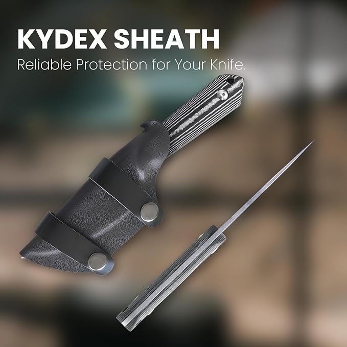 Kizer Harpoon Fixed Blade Knife, D2 Blade with Black Micarta Handle Hunting Knives, EDC Fixed Blade Knife with Sheath, for Hunting Hiking Camping 1040A1