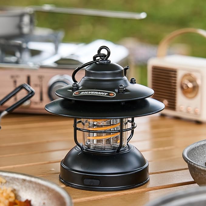 Camping Lantern Lights LED Lamp Type C Rechargeable, Emergency Light 8-130h Runtime for Power Outages, Outdoors Camping Lantern (Green)