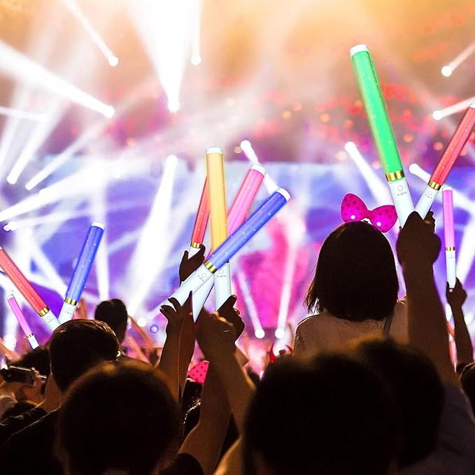 LED Glow Sticks 6 Pack, Reusable Light Up Toys 15 Colors Light Stick Bulk, Glow Party Supplies for Wedding, Birthday, Raves, Concert, Camping, New Year, Halloween, Christmas (with AAA Battery)