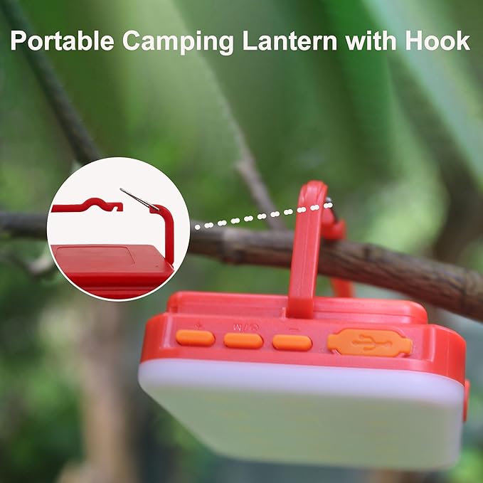 Tent Lights for Camping, Rechargeable Camping Lights for Tent, Camping Tent Light for Tent Camping Outdoor Power Outage Tent Light RGB Camping Lights IP65 Waterproof (Red)