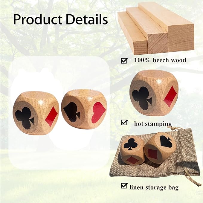 For Compatible with Trump Marker/Indicator Wood Big Size 1.57'' use with Euchre, Pinochle, Bridge,Lucy Dice, and Great Euchre Gift for Card Game Enthusiasts, Comes with Linen Storage Bag. (1)