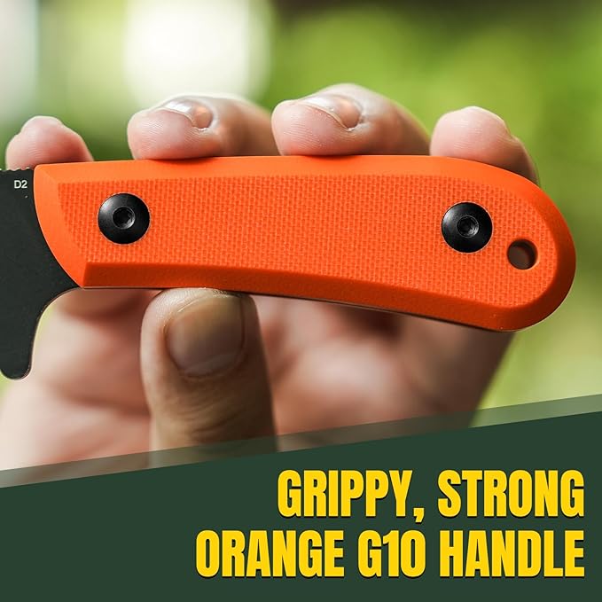 Kizer Deckhand Fixed Blade Knife with Sheath, D2 Blade Camping Knife G10 Handle, Fixed Blade EDC Knives for Men Women, Outdoor Hunting Hiking Survival Knives 1062M1