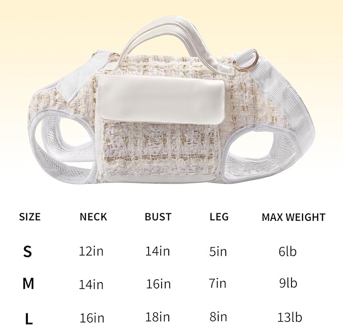 4 in 1 Convertible Dog Lift Harness Backpack, Portable Pet Carrier for Dogs&Cats, Horizontal Design Dog Carrier with Adjustable Back Straps, Dog Harness and Leash Set - White Large