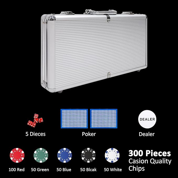 Poker Chip Set with Aluminum Case,Premium 11.5 Gram Casino Clay Chips Set for Texas Holdem,Blackjack,Gambling,Poker Games