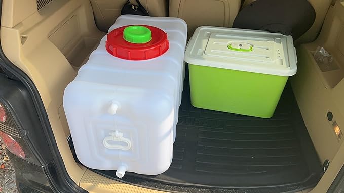 20 Gallon Portable Water Tank with Spigot&Hose, Water Storage Container for Camping, RV, Truck, Emergency Preparedness(Thickening)