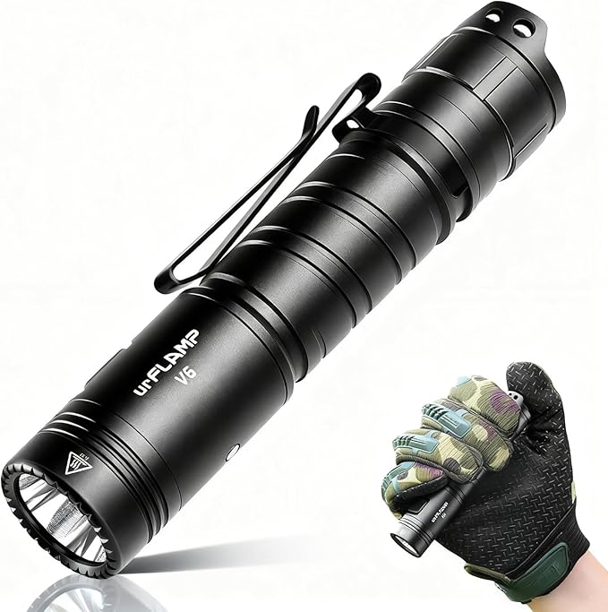 V6 1300 Lumens Rechargeable Flashlight, Compact & Powerful LED Flashlights with Type-C Fast Charging, Smart Battery Indicator, 6 Light Modes, IP68 Waterproof for Outdoor, Camping, Emergency
