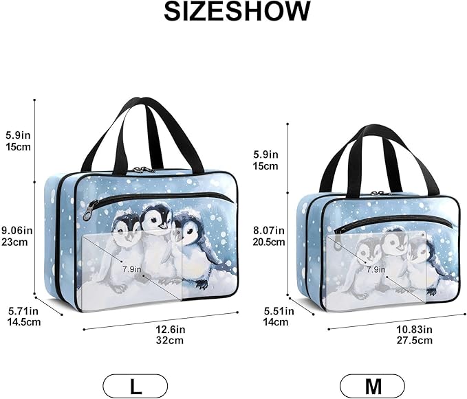 Fustylead Cute Hand Draw Winter Penguins Large Medical Storage Bag with Zipper Empty First Aid Bag Trauma Kit for Traveling Hiking Camping Backpacking