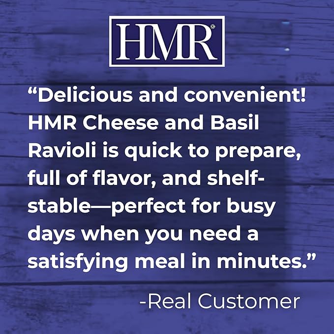 HMR Cheese and Basil Ravioli Entrée | Pre-packaged Lunch or Dinner to Support Weight Loss | Ready to Eat | Vegetarian | 10g of Protein | Low Calorie Food | 8oz Serving per Meal | Pack of 3