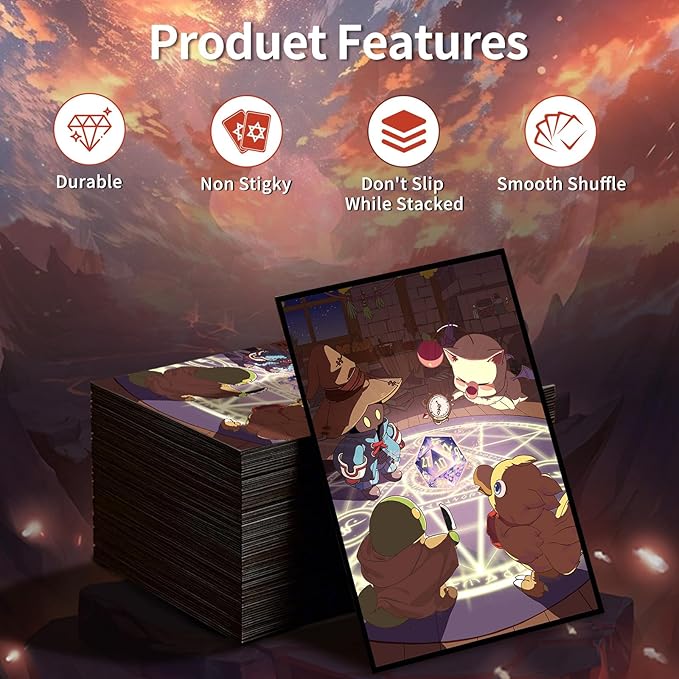 MTG Card Sleeves(Fantasy Family) Art Card Sleeves Deck Protector, Clear Front & Matte Back, Smooth Shuffle