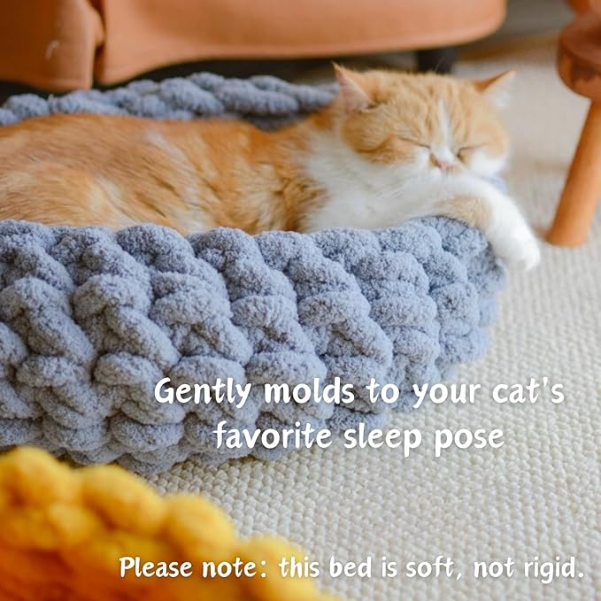 Cat Nest Bed ??Premium Handwoven Washable Extra Soft Round Cave House for Indoor Kitten & Kitty, Small & Large (DGreen,Medium)