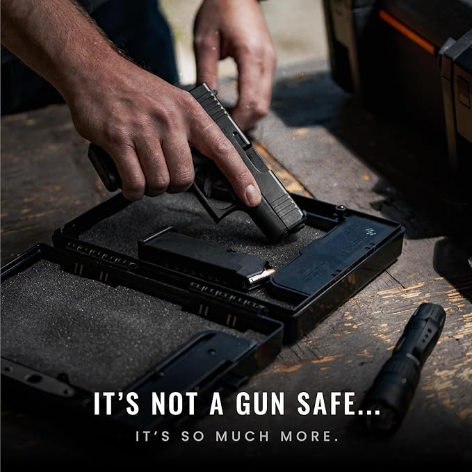 STOPBOX Gun Safe Alternative - Tactical Handgun Storage, Instant Access Portable Gun Case, TSA Compliant Gun Lock Box for Quick Handgun Access | Black - 2PK (Full-Size Only)