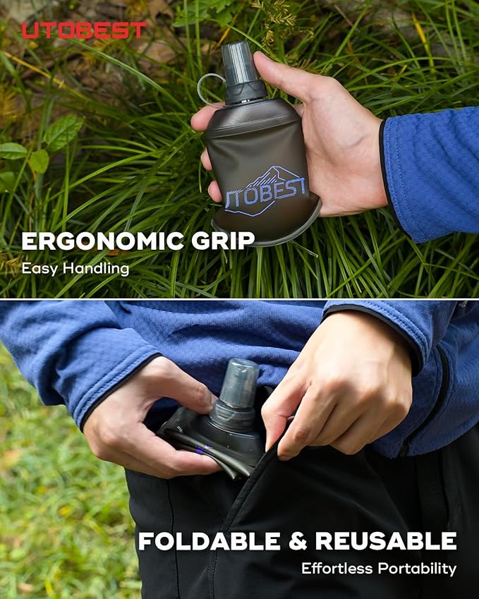 Soft Flask, 1 Pack Flexible TPU Hydration Water Bottle, Collapsible for Running, Hiking, Cycling, Climbing, and Marathon