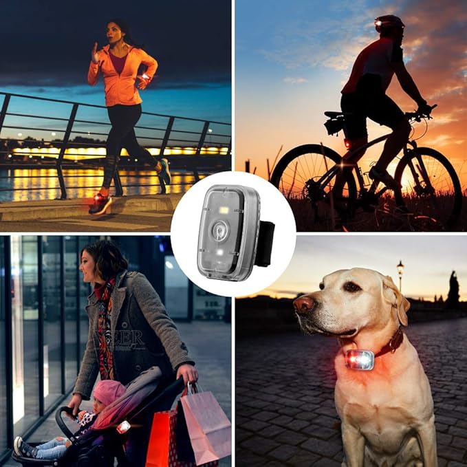 LED Safety Light, Clip On Strobe/Running Lights for Runners, Bike Tail Light with 5 Lighting Modes, High Visibility Accessories for Cycling, Hiking, Dogs and Kids