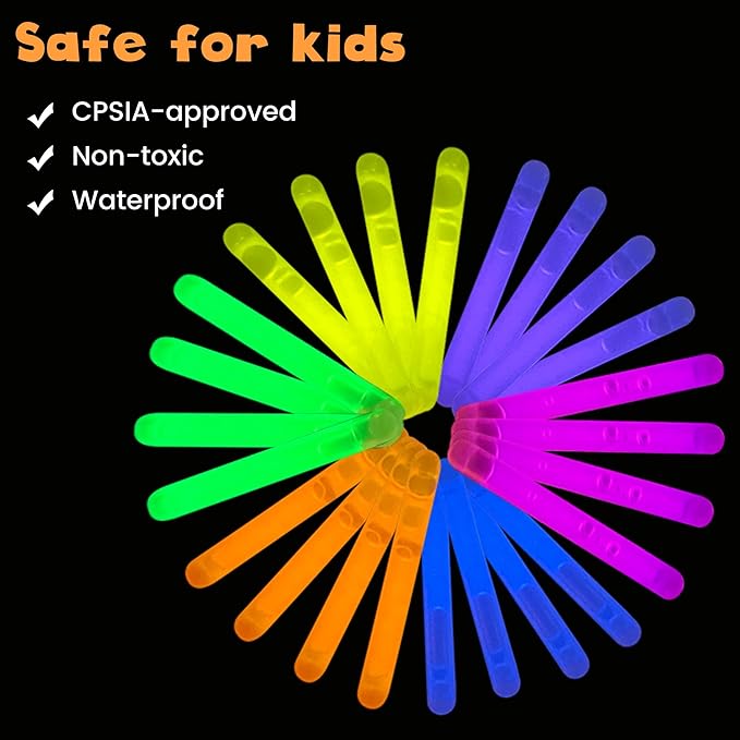 POPGIFTU 120 Mini Glow Sticks Bulk (1.96"), 6 Bright Colors ??Glow-in-the-Dark Small Sticks for Easter Eggs, Basket Stuffers, Party Favors, Neon Parties, Weddings, Halloween, Classroom Prizes