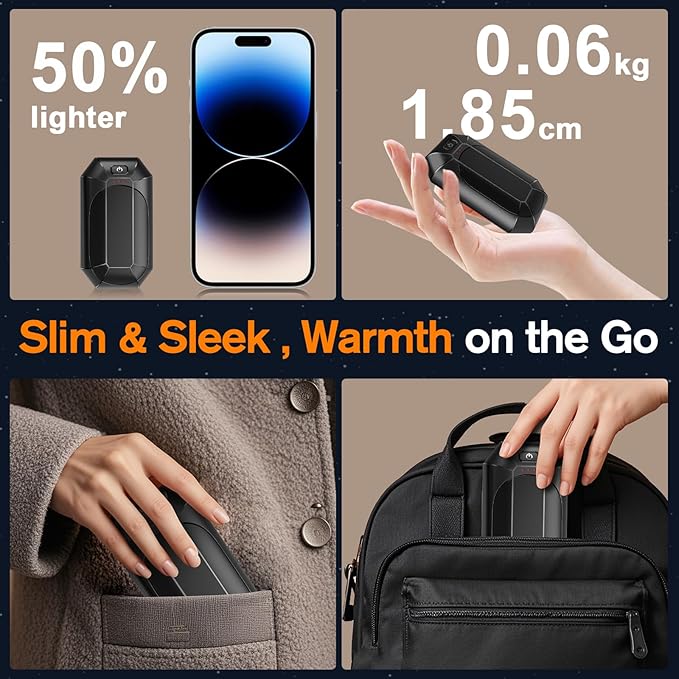 AI Hand Warmers Rechargeable 2 Pack, Portable Electric Rechargeable Hand Warmer, 20Hrs Long Heating Electric Hand Warmer, Gifts for Women, Men, Raynauds, Pain Relief,Camping,Golf,Outdoors,Indoor