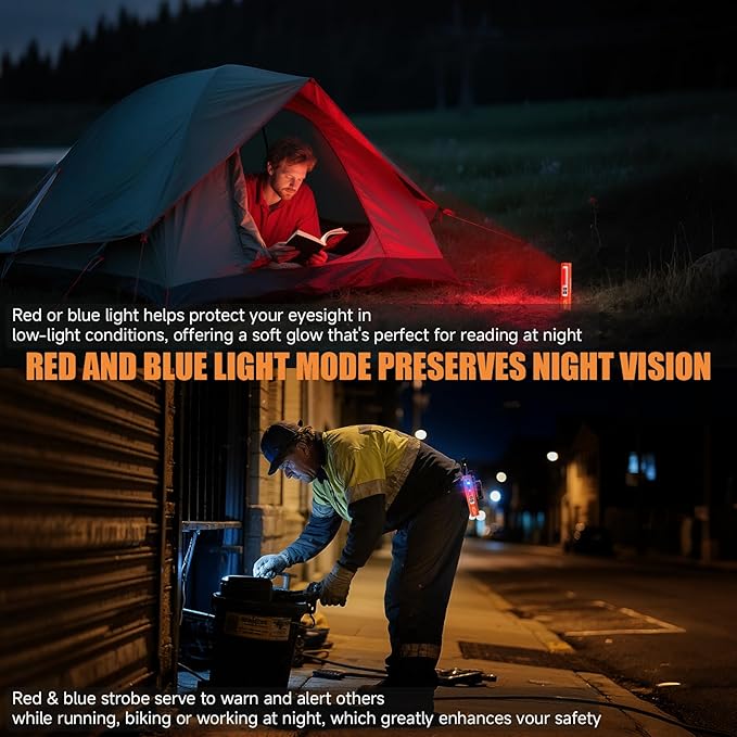Rechargeable Tactical Flashlights High Lumens - Super Bright Small Powerful LED Magnetic USB C Flashlight, 8 Modes, Dual Button Waterproof Pocket Flash Light for Emergency, Car (1, Orange)