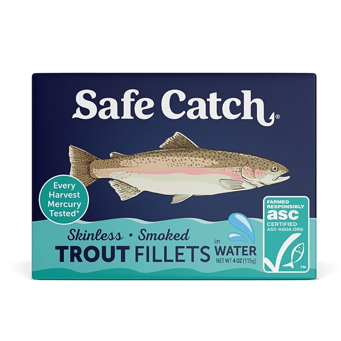 Safe Catch Smoked Rainbow Trout Fillets in Water, Skinless and Boneless Canned Fish, Mercury Tested, Pack of 6
