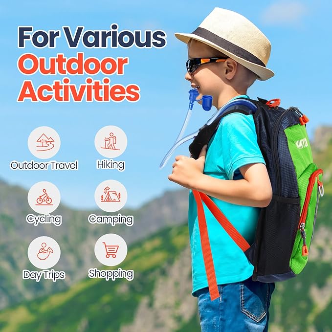 2 Pcs Kids Hydration Backpack with 1.5l Water Bladder Lightweight Kids Hiking Backpack Water Rucksack for Boys Girls Climbing Running