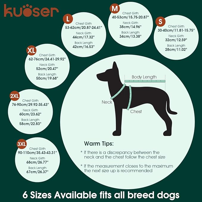 Kuoser Dog Raincoat, Waterproof Dog Jacket with Hood, Reflective Pet Rain Coat for Small Medium Large Dogs, Adjustable Lightweight Puppy Rain Gear for Outdoor Protection & Night Walks